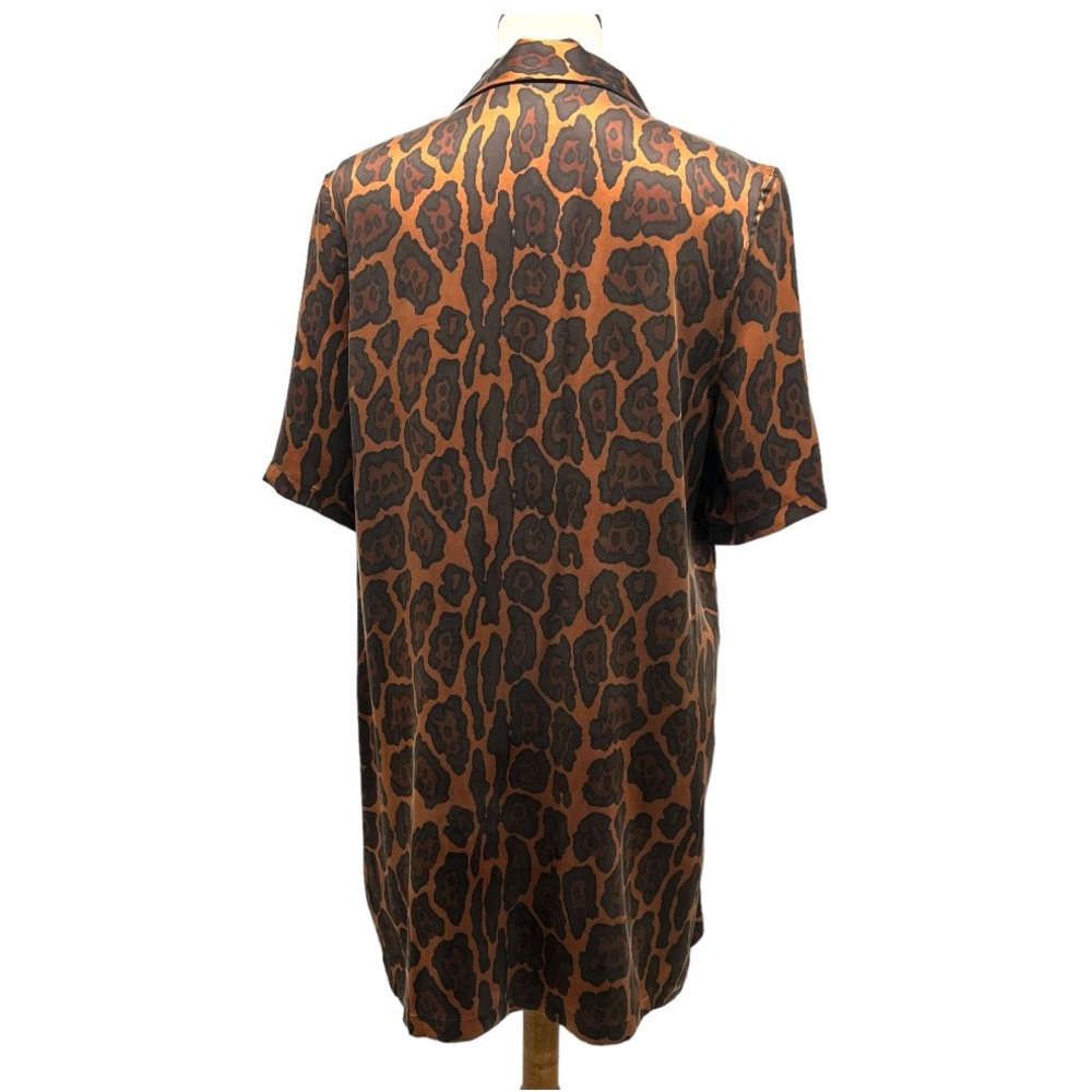 Equipment Femme Silk Animal Print Short Sleeve Shirt Dress Women’s Large - Picture 5 of 13